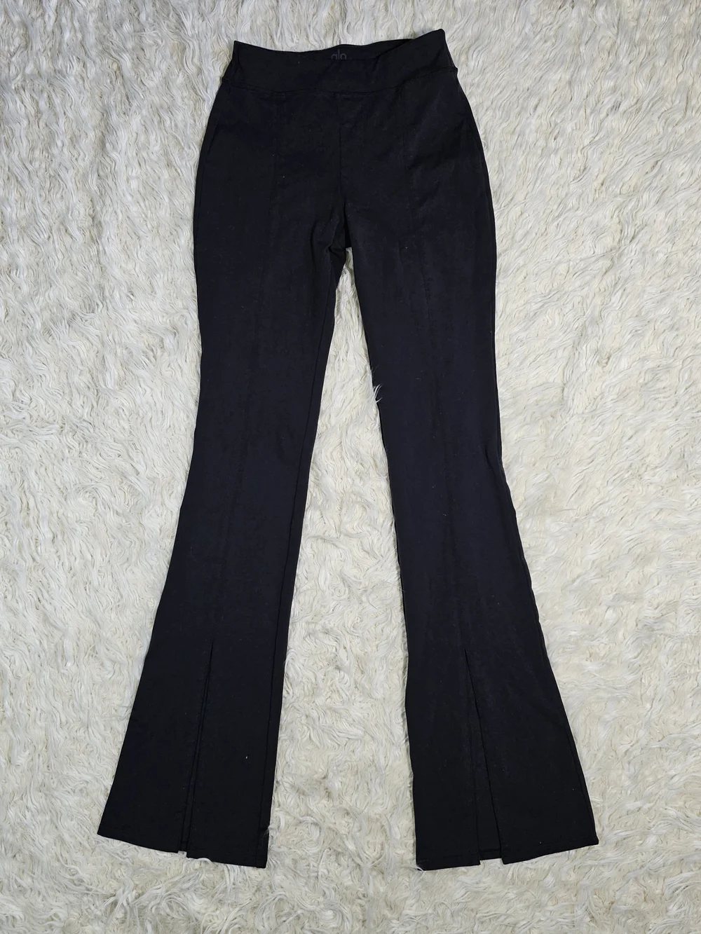 ALO Yoga Black Boot-Cut Split-Hem Pants